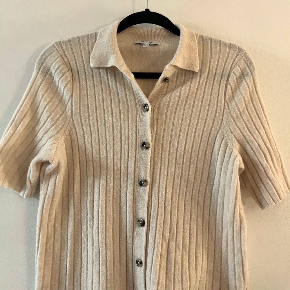 Madewell Beige Ribbed Cashmere Cardigan